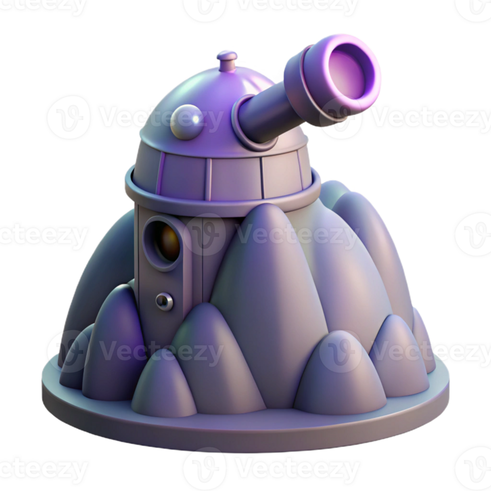 3D Render of a Cannon on a Hill png