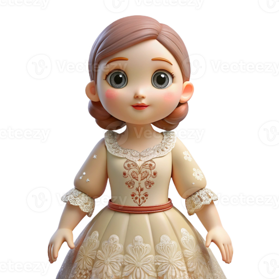 Adorable 3D Render of a Girl in a Dress png