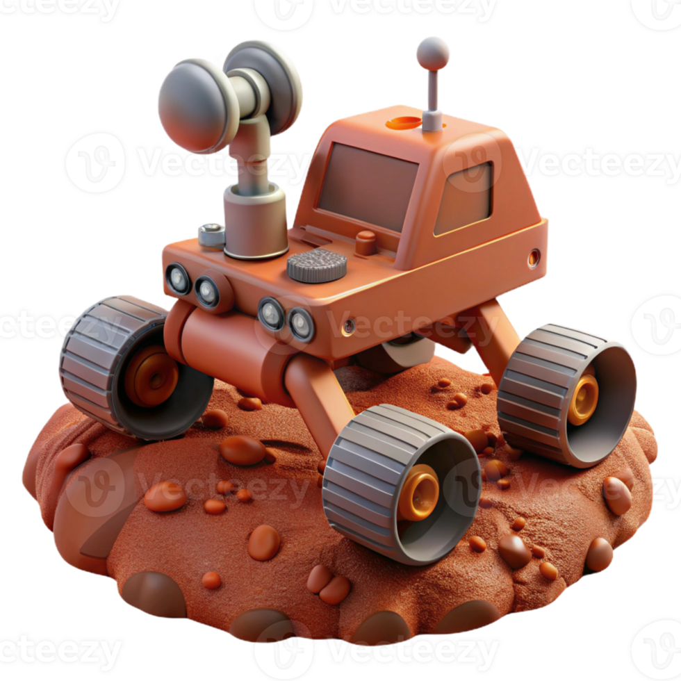 3D Render of a Red Rover on a Dusty Planet png
