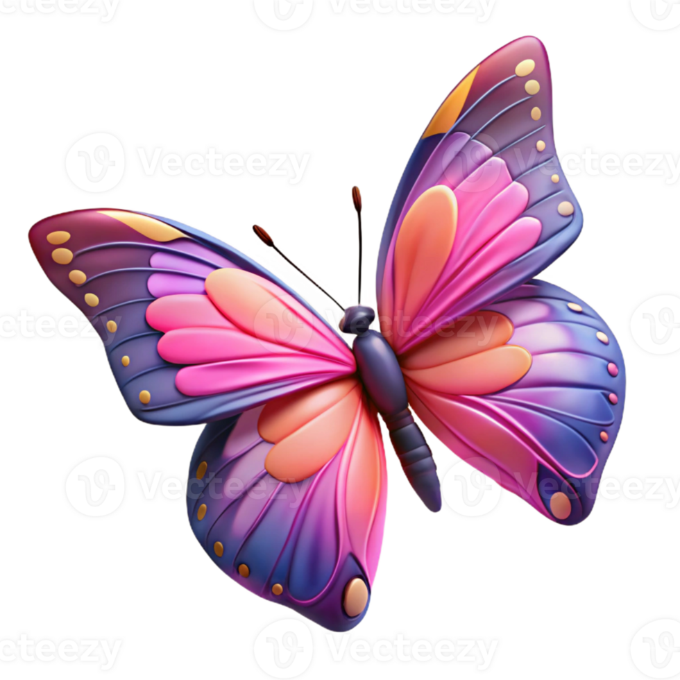 3D Butterfly Illustration with Gradient Colors png
