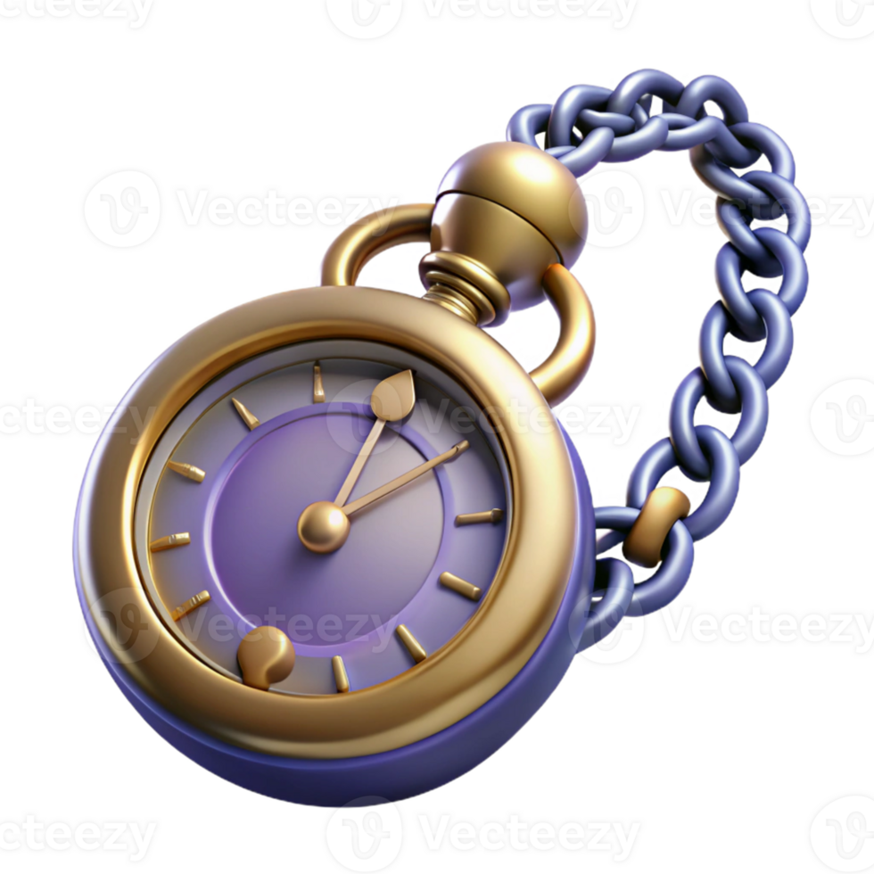 3D Render of a Golden Pocket Watch png