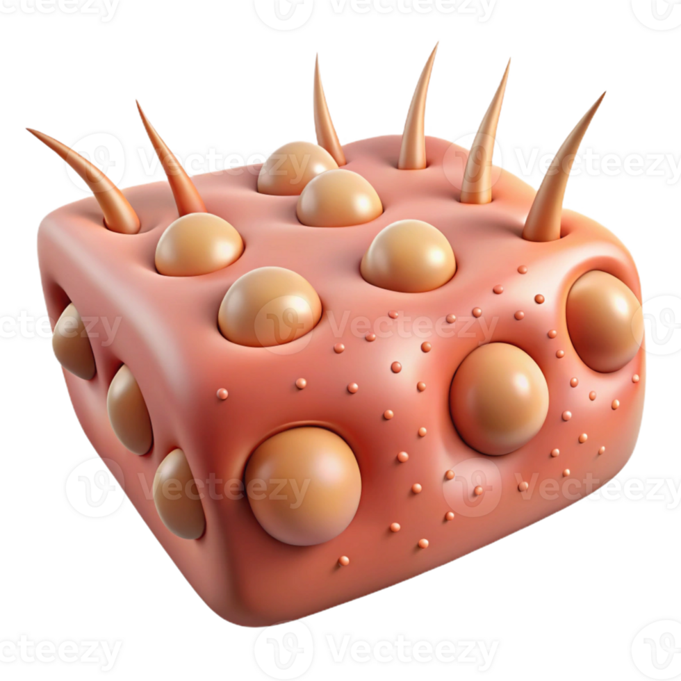 3D Render of a Spiky Orange Cube png