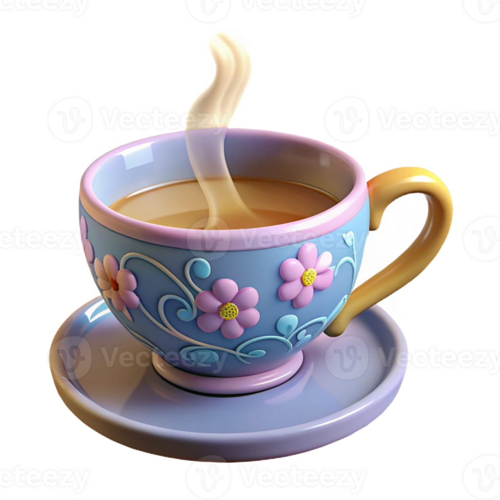 Steaming Cup of Tea 3D Illustration png