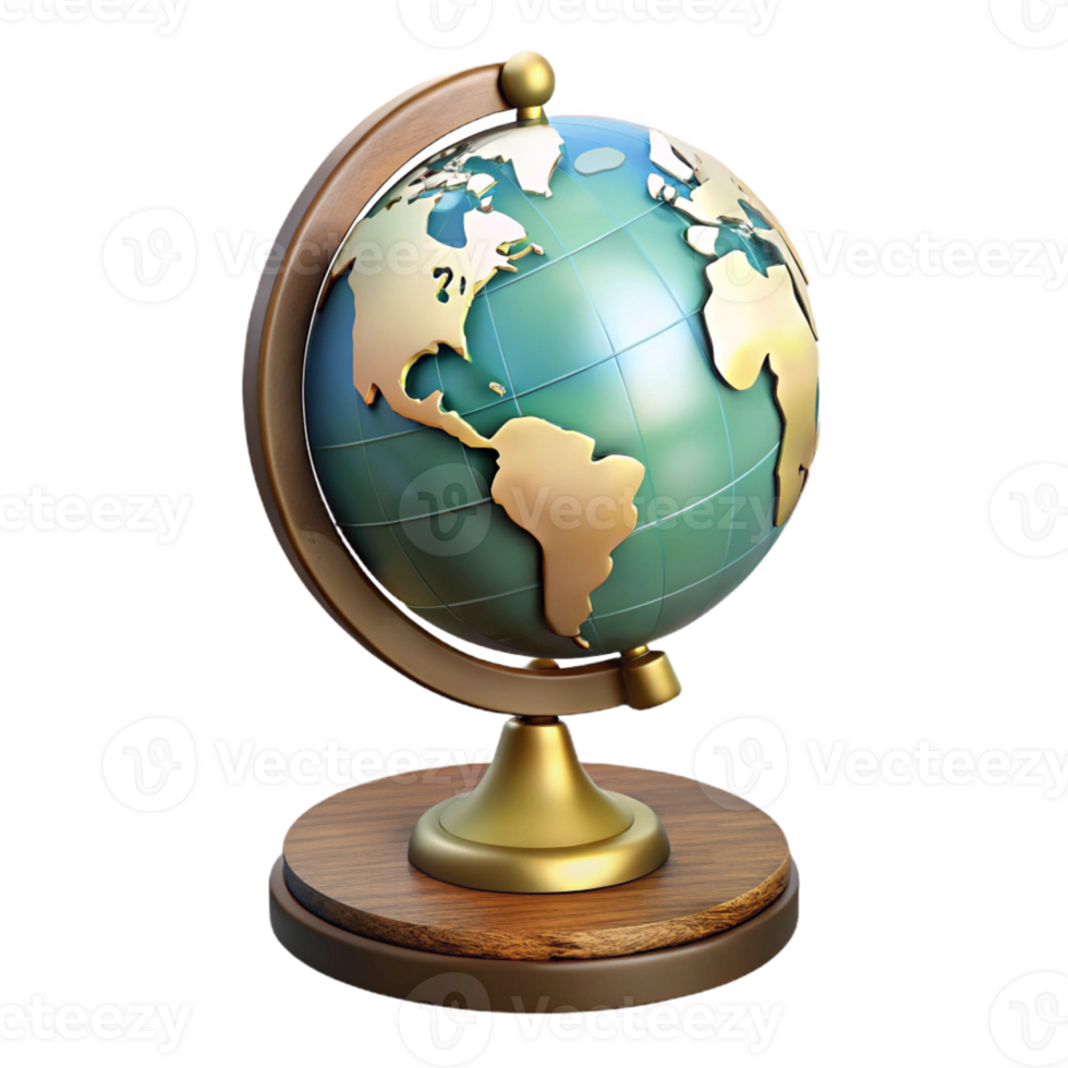3D Render Gold Globe Illustration png