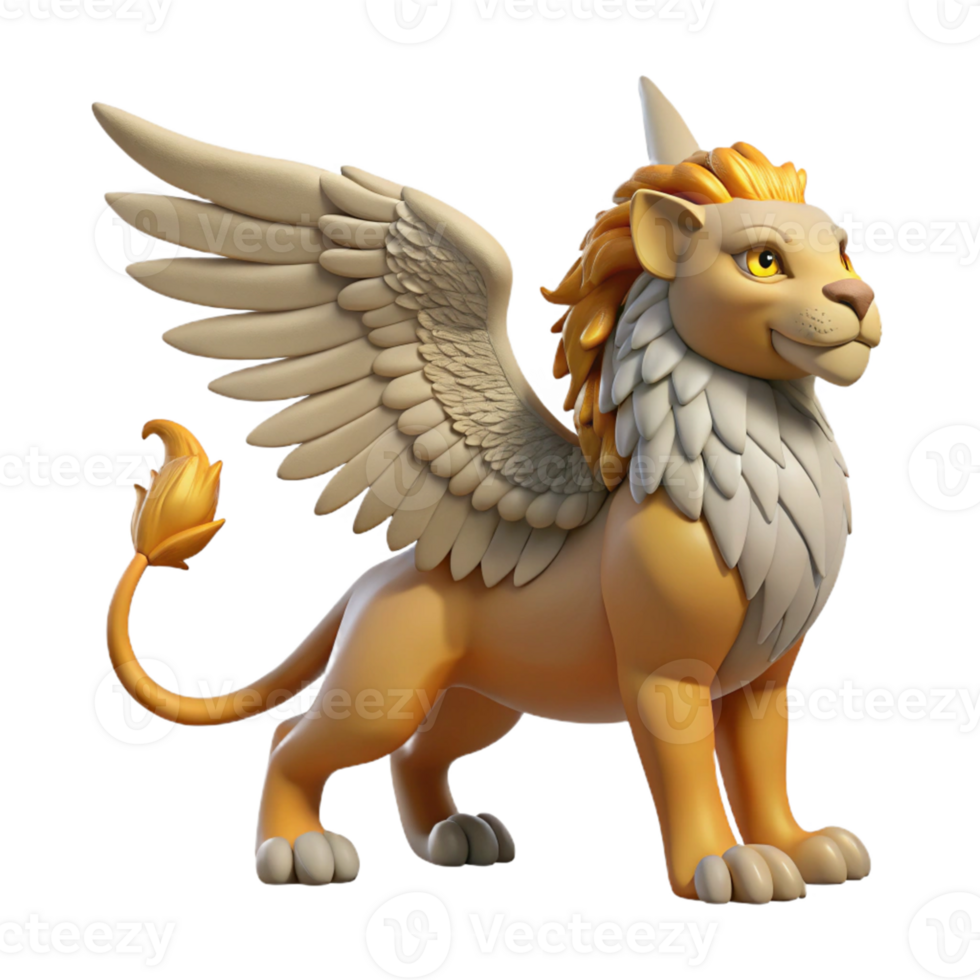 3D Illustration of a Winged Lion png