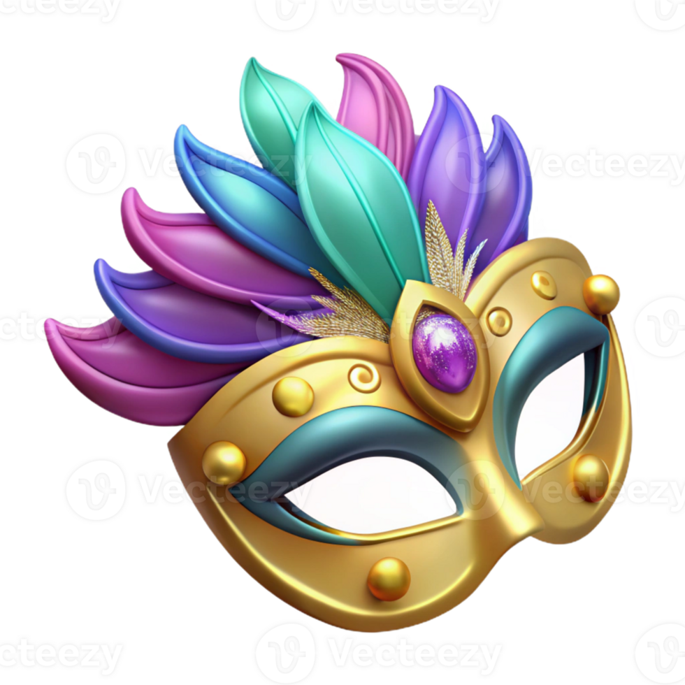 3D Colorful Carnival Mask Illustration png