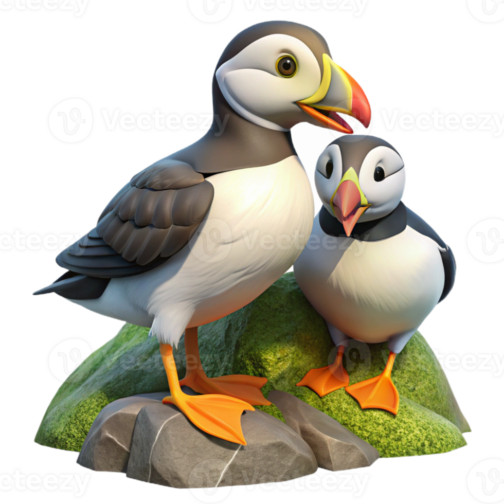 3D Cartoon Puffin Illustration png