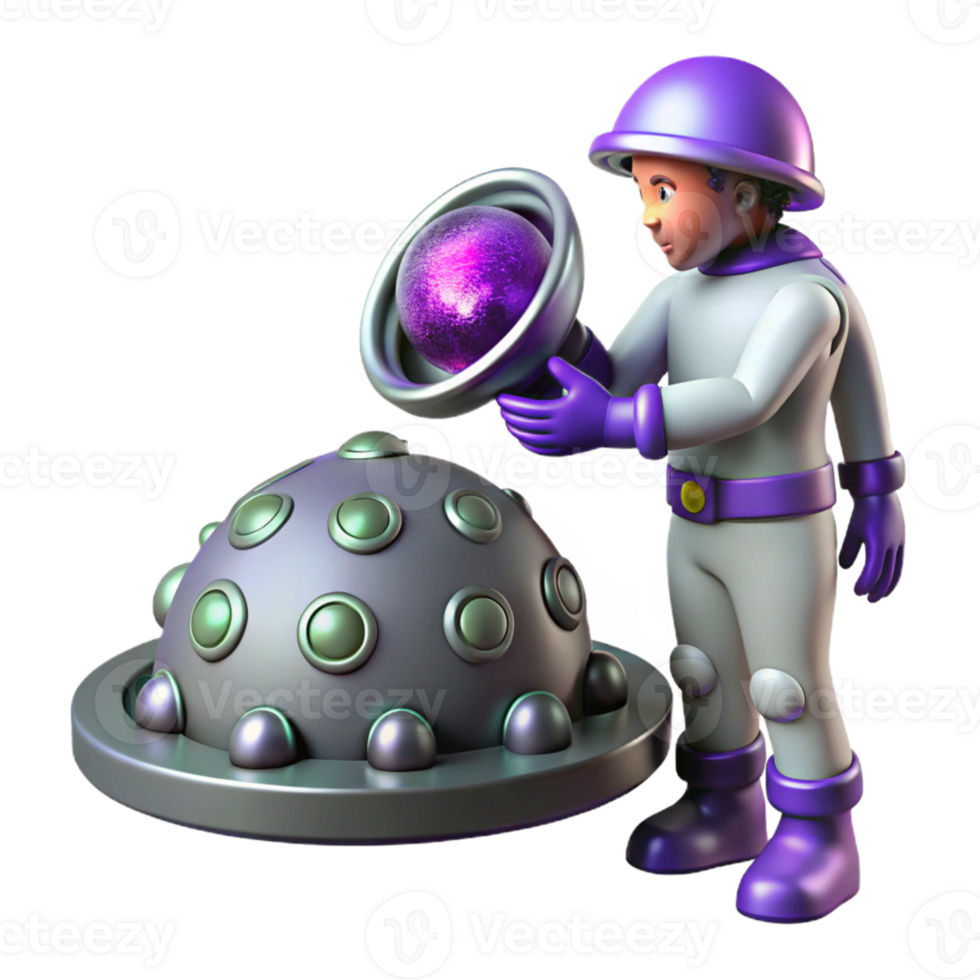3d astronauta com nave espacial png