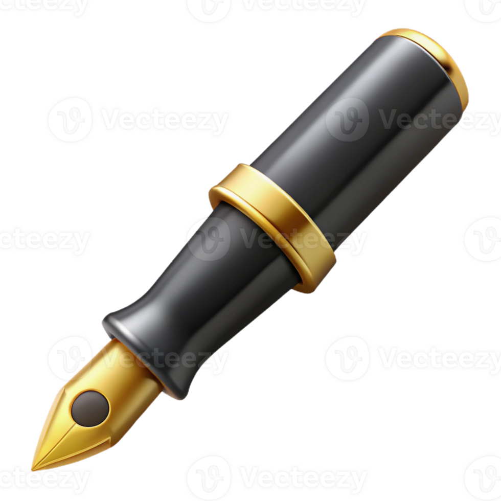 Black Gold Fountain Pen Illustration png
