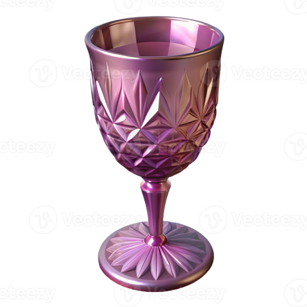 Pink Cut Glass Goblet 3D Render png