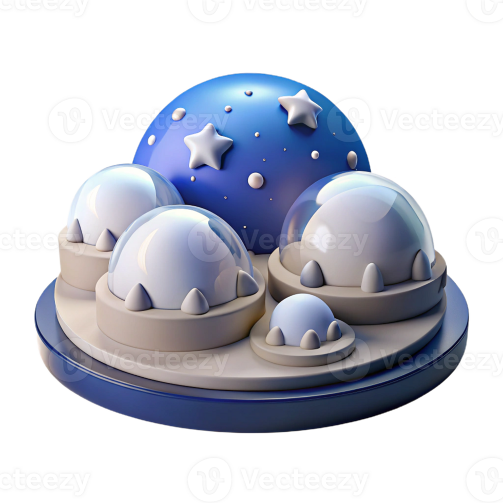 3D Render Blue Night Sky with Stars Domes png