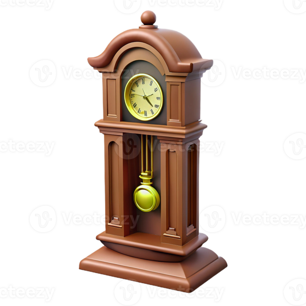 3D Wooden Pendulum Clock Illustration png
