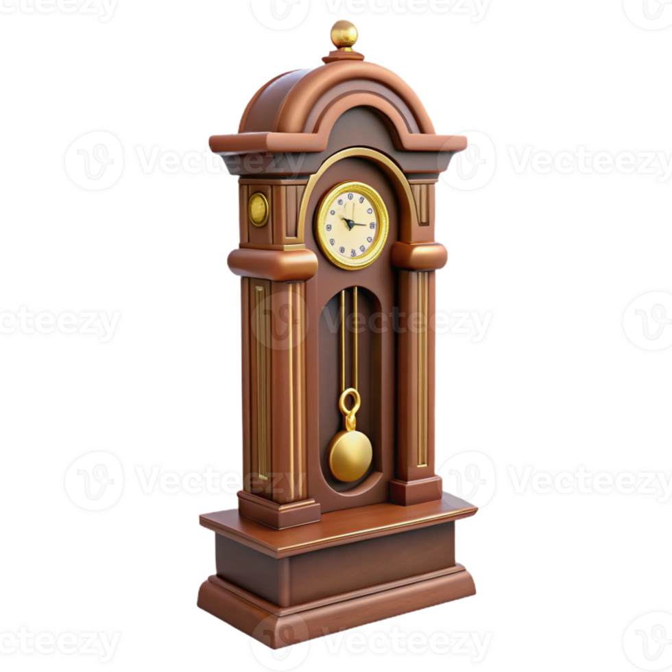 3D Model Wooden Grandfather Clock png