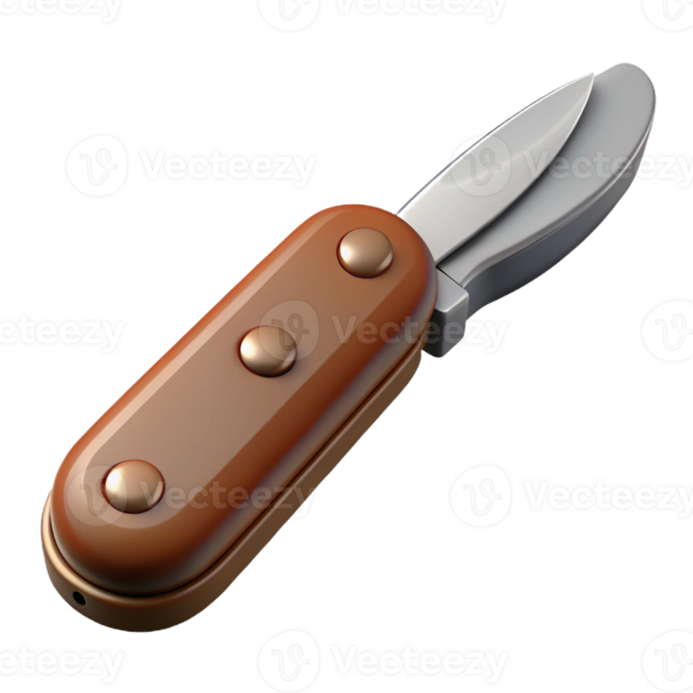 3D Render Brown Folding Knife Illustration png