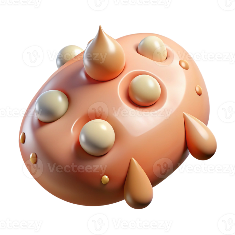 3D Render of Abstract Shape with Bumps png