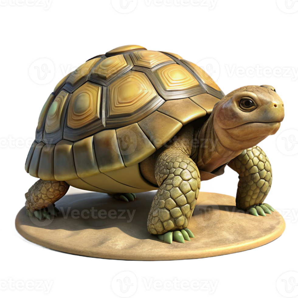 3D Render of a Tortoise with a Yellow Shell png