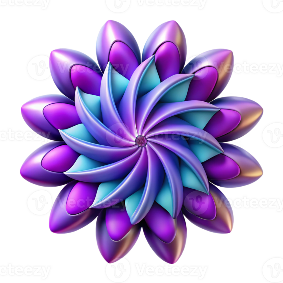 3D Purple Blue Swirl Flower Abstract Background png