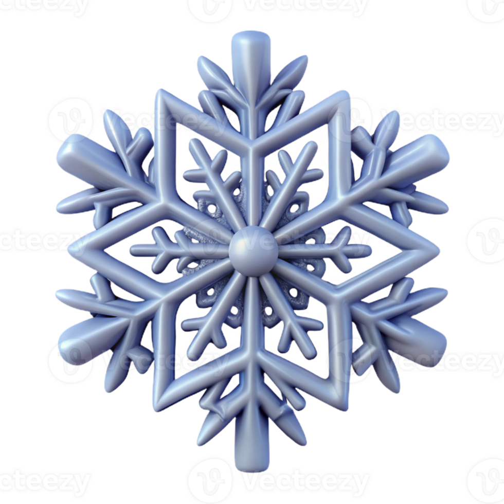 3D Render of a Blue Snowflake png