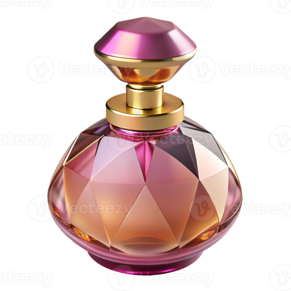 Pink Gold Perfume Bottle with Geometric Design png