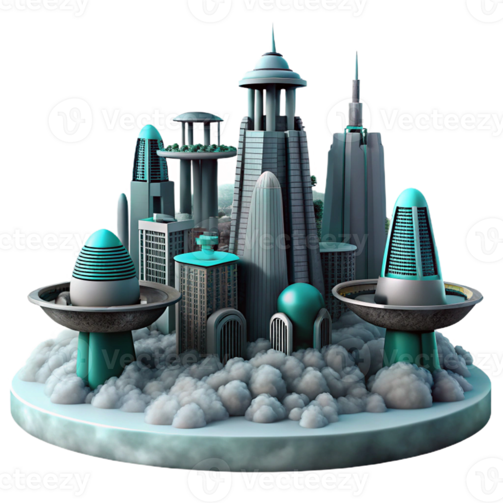 futurista paisagem urbana 3d ilustração png