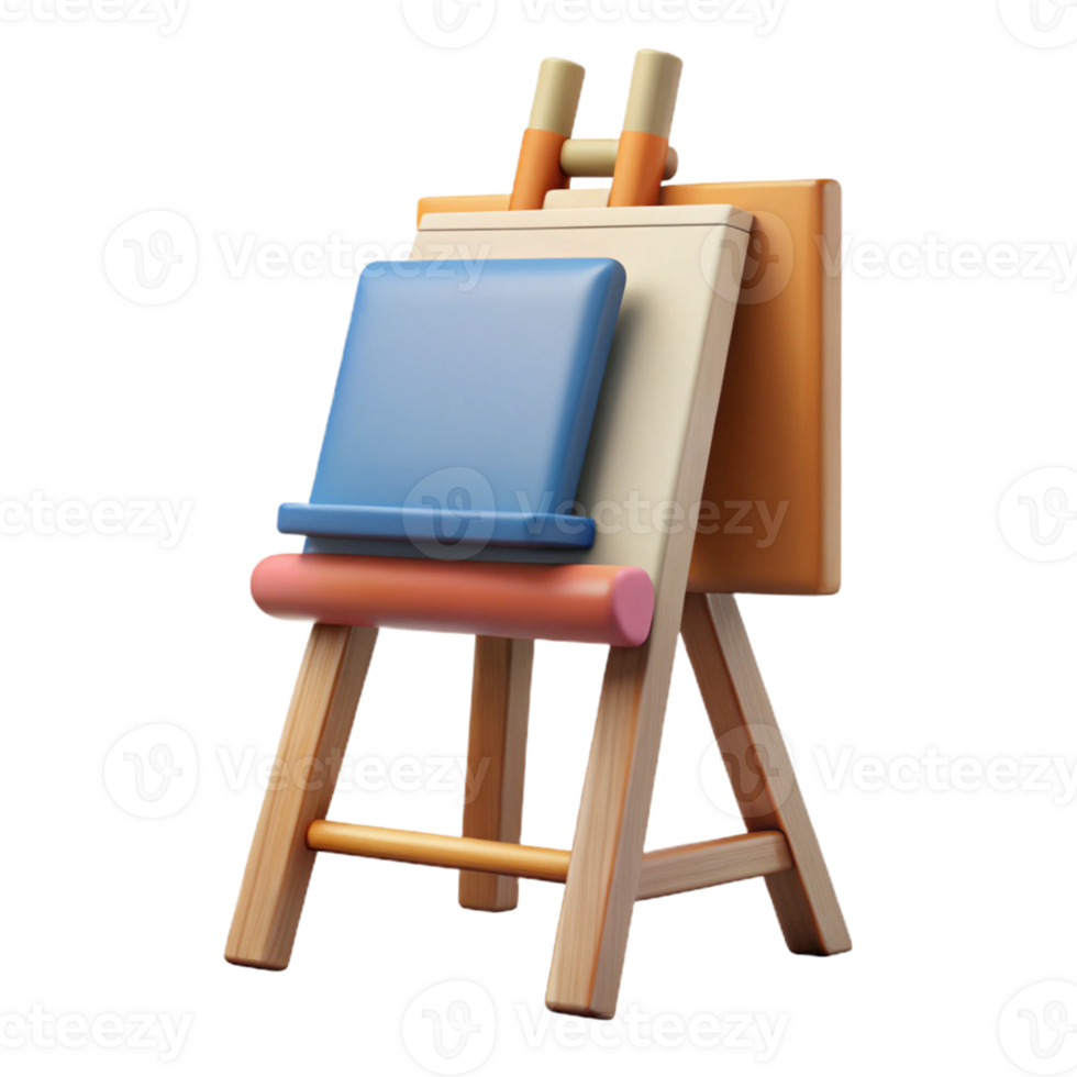 3D Render Easel Wooden Art Stand Illustration png