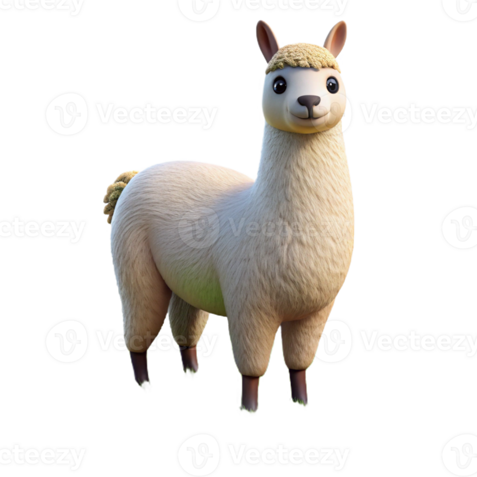 Cute 3D Alpaca Illustration png