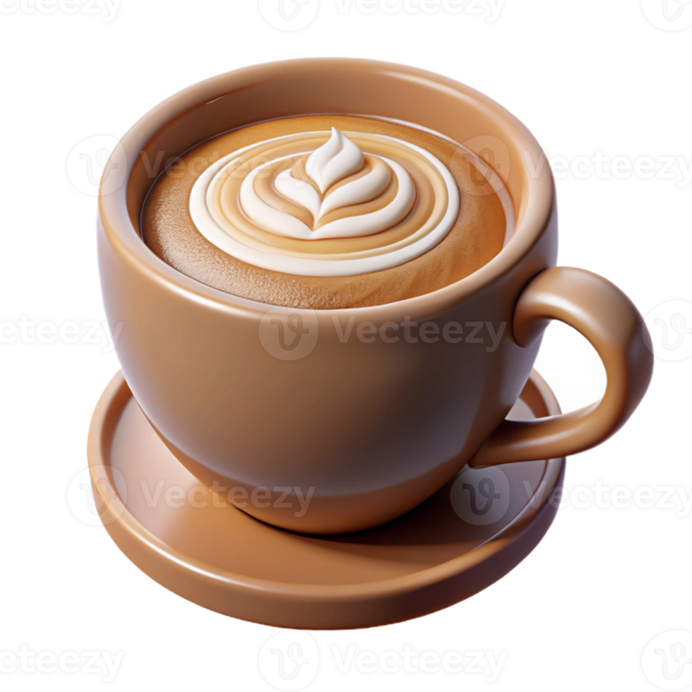 3D Latte Art Coffee Cup Illustration png