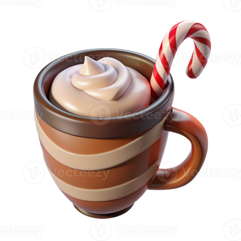 Whipped Cream Candy Cane in a Mug png