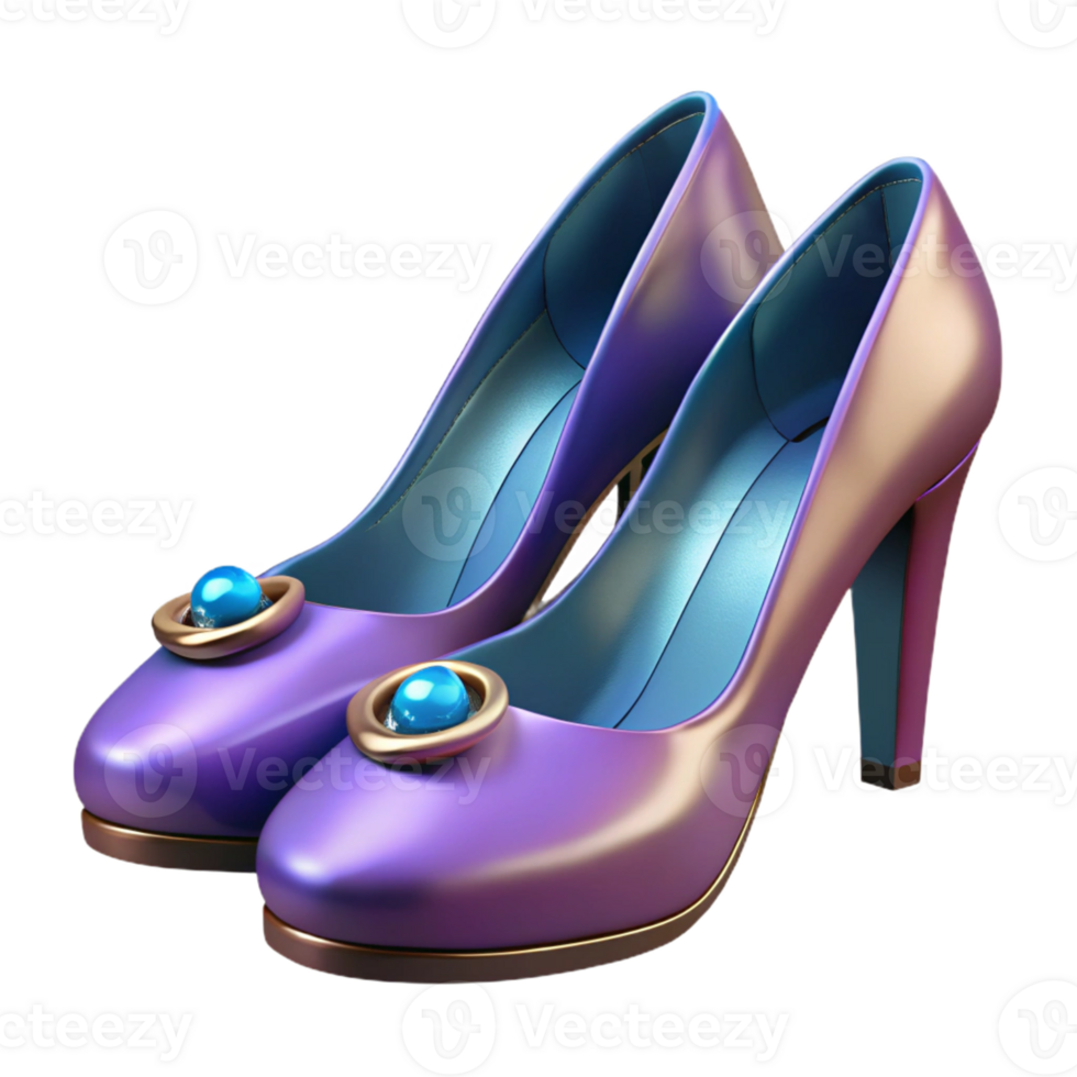 Purple High Heel Shoes with Gemstone Detail png