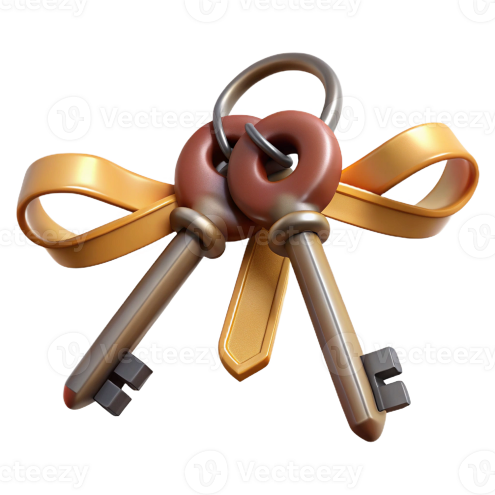 3D Rendered Keys with Ribbon Illustration png