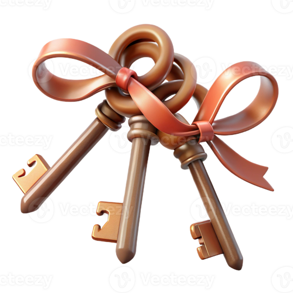 3D Render of Keys with Ribbon png