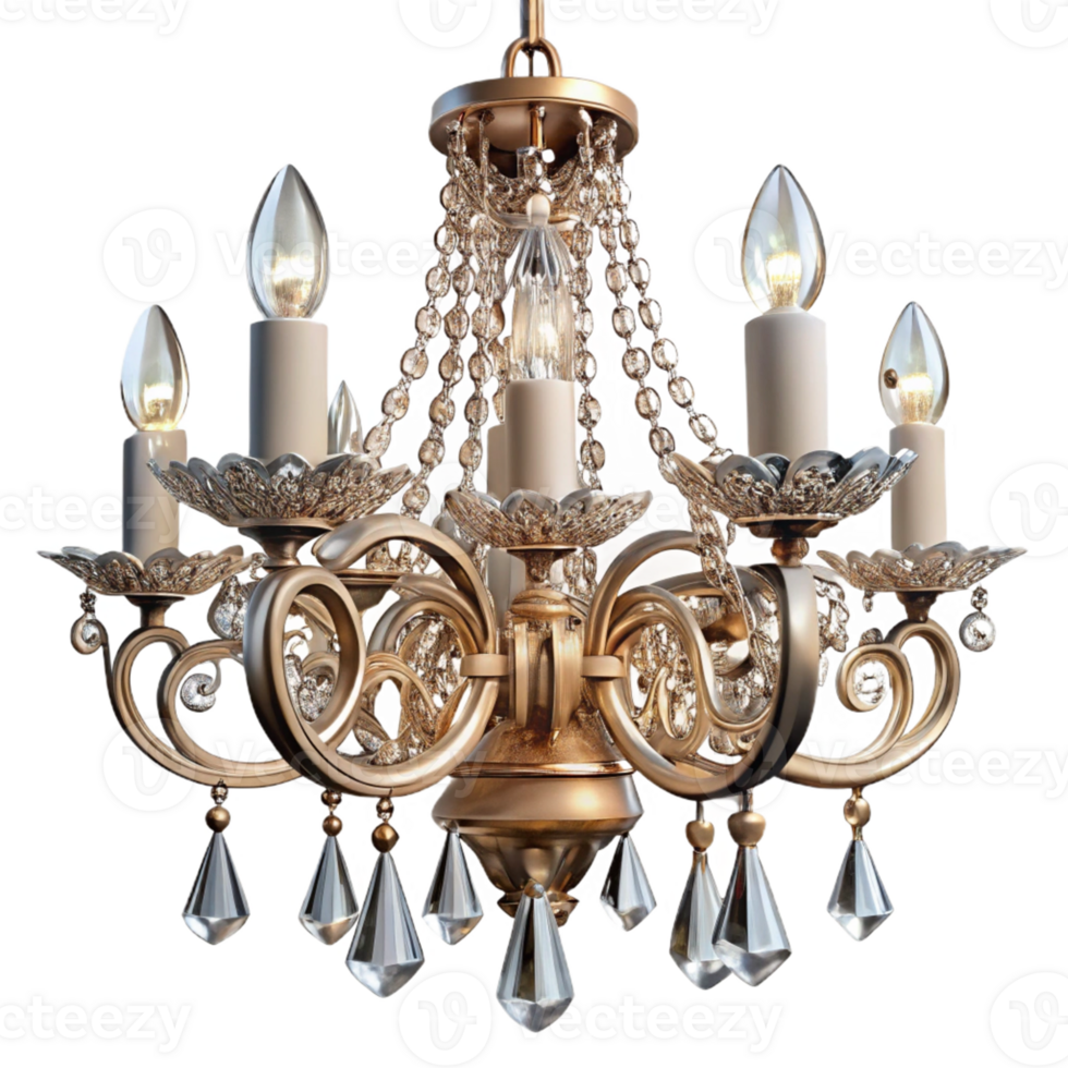 Golden Crystal Chandelier Illustration png