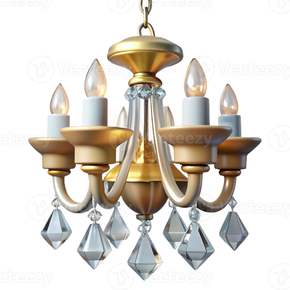 Gold Crystal Chandelier 3D Illustration png