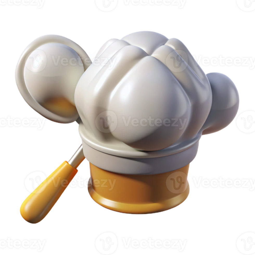 3D Render of a Chef's Hat with a Spoon png