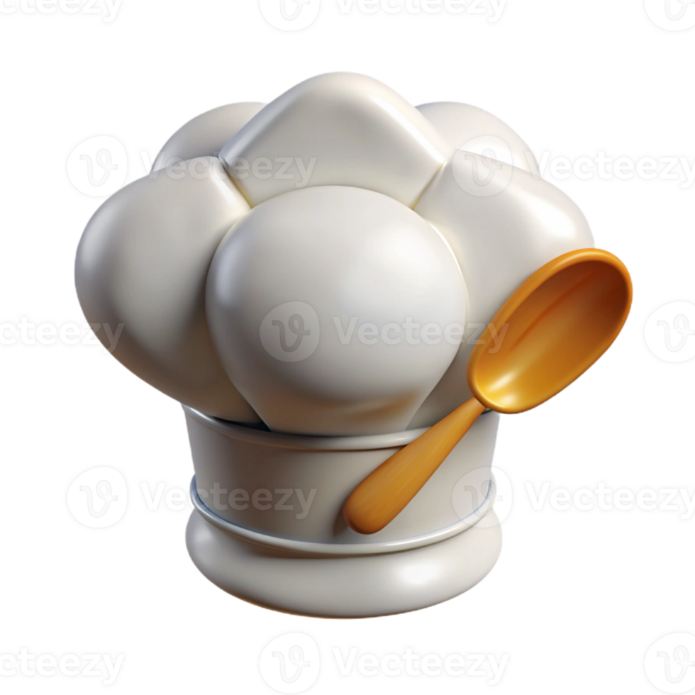 3D Illustration of a Chef Hat and Spoon png