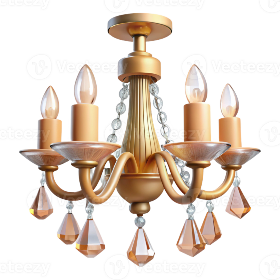 Gold Crystal Chandelier with Candle-Style Bulbs png