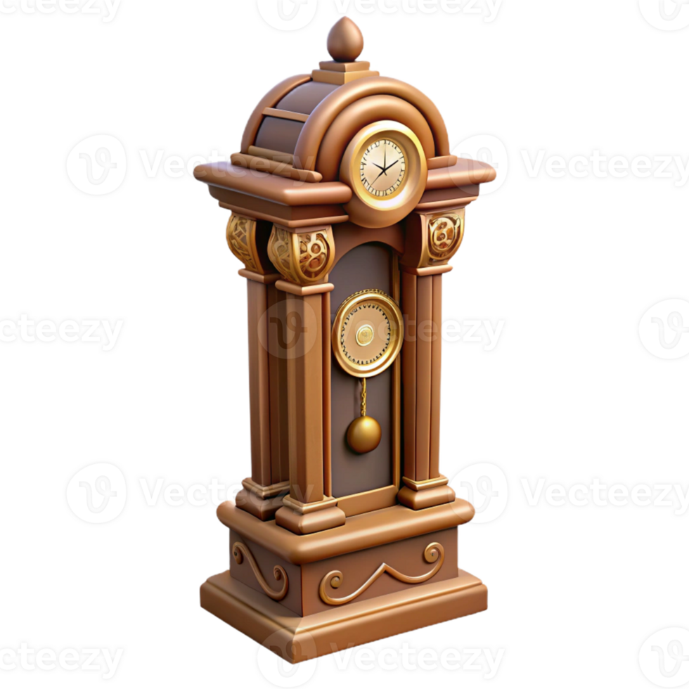Elegant 3D Model of a Grandfather Clock png