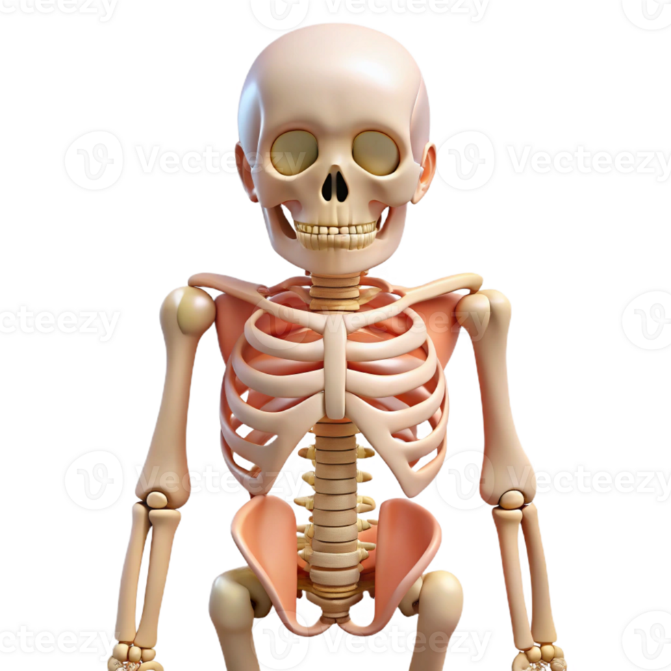 3D Cartoon Skeleton Illustration Upper Body png