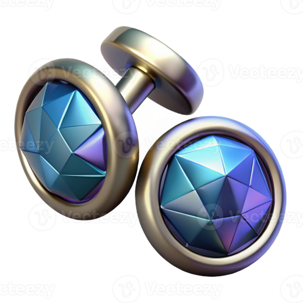 3D Render Iridescent Gem Cufflinks png