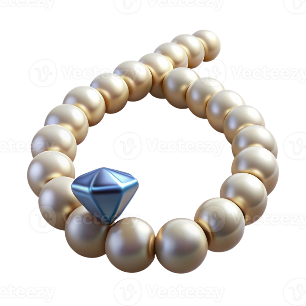 3D Render of Pearl Bracelet with Gemstone png