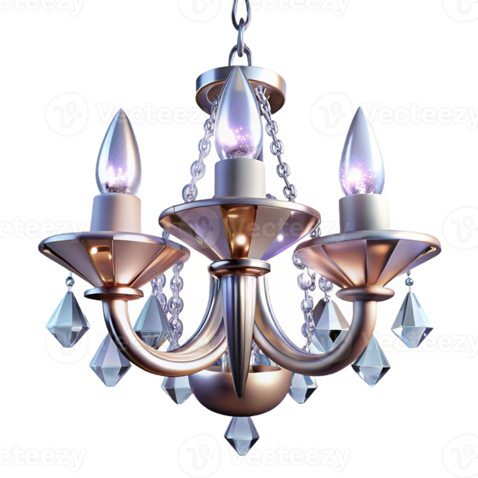 Elegant Crystal Chandelier with Three Lights png