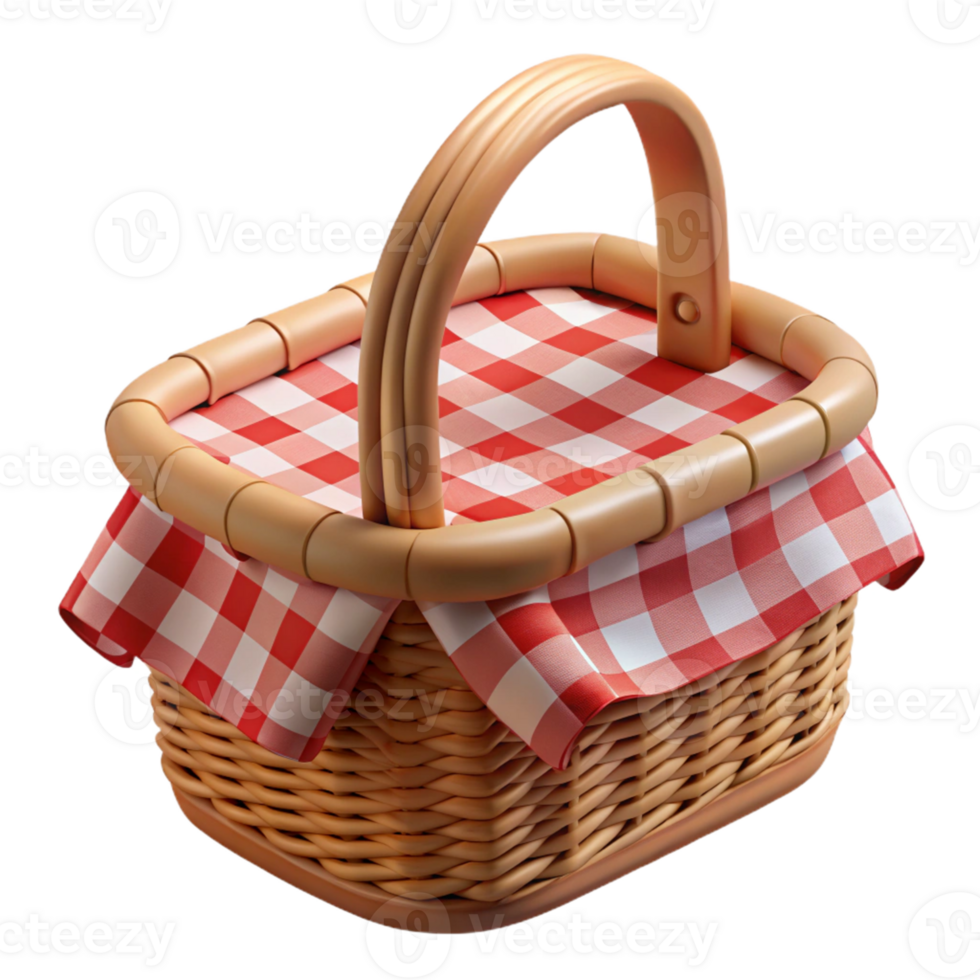 Wicker Picnic Basket 3D Illustration png