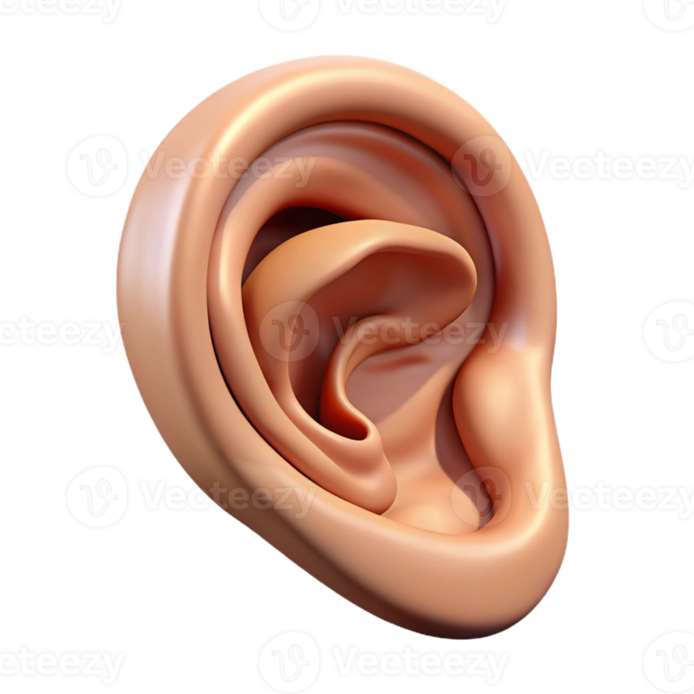 3D Ear Illustration on Abstract Background png