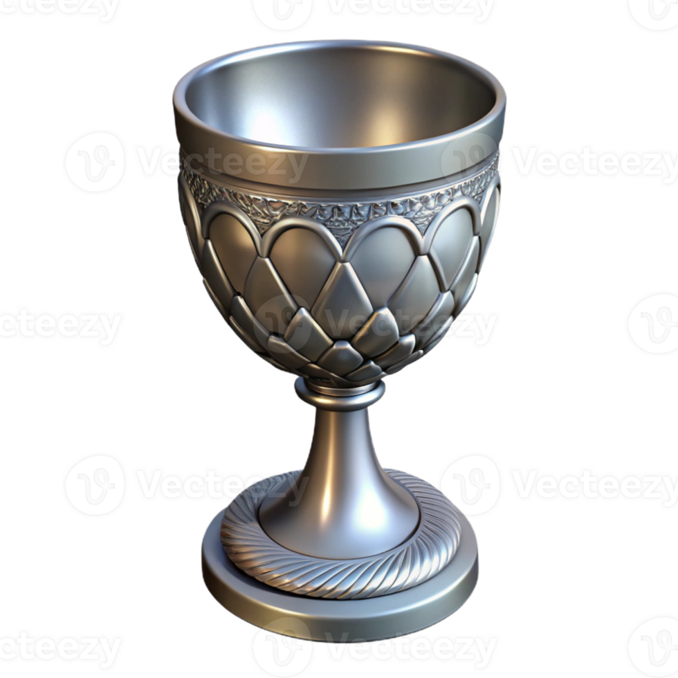 Ornate Silver Goblet with Intricate Design png