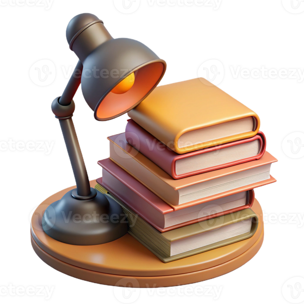 Desk Lamp Stack of Books png