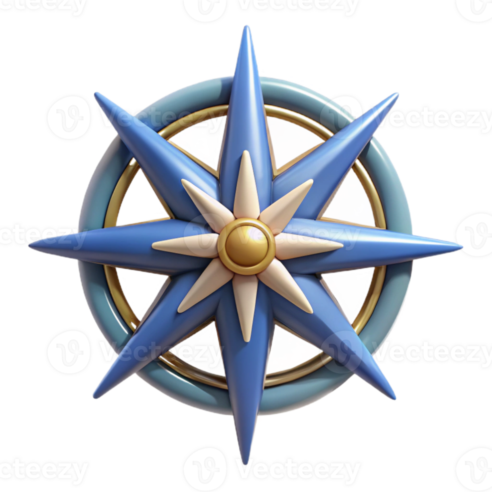 3D Blue and Gold Starburst Illustration png