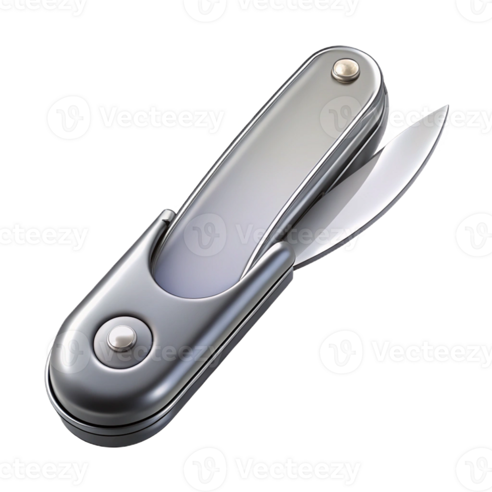 Silver Pocket Knife with Folding Blade png