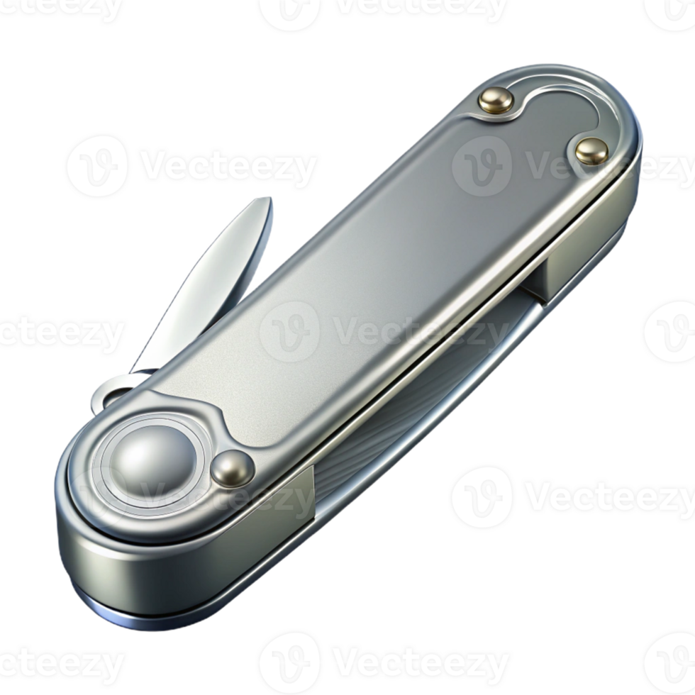 Silver Folding Pocket Knife with Tools png