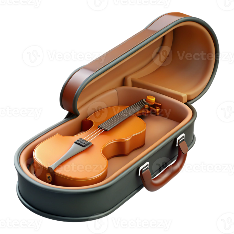 3D Render of Violin in Case png