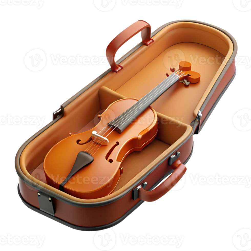 3d Illustration of Violin in Case png